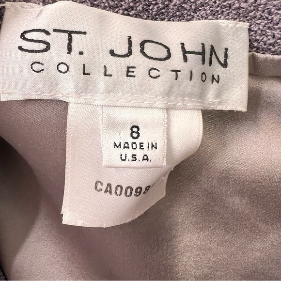St John Collection Grey Double Breasted Wool Blazer Size 8 Classic Neutral - Picture 10 of 11